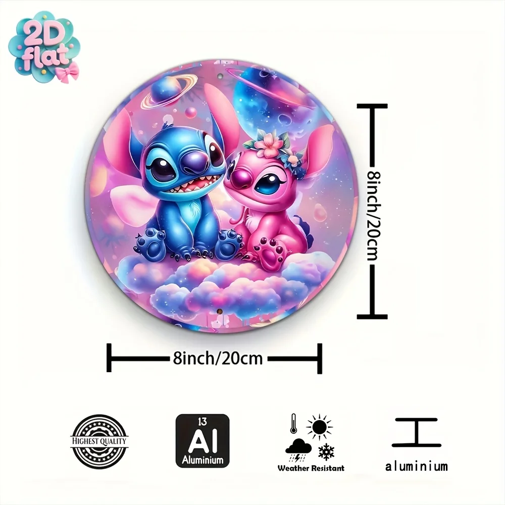 قطعة واحدة من لافتة فنية جدارية مستديرة من الألومنيوم - ديكور نابض بالحياة بطابع الفضاء مع الكواكب والنجوم، ديكور معدني متين للمنزل والحفلات