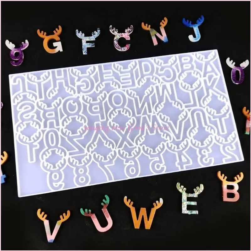 

57QA Рождественская эпоксидная форма для сережек Diy Олень Письмо Брелок Форма Рога Дом Дверная табличка Зеркало Силиконовая для