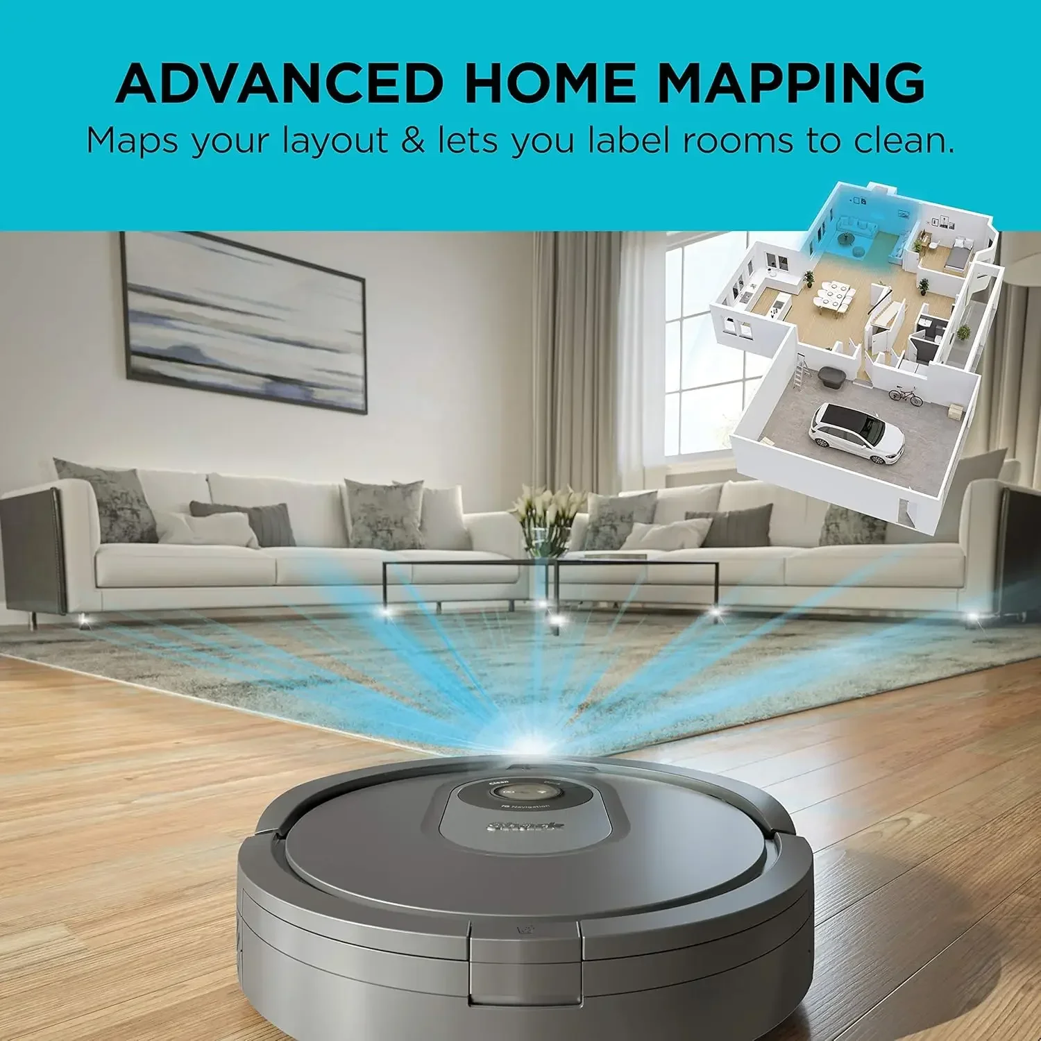 AI Robot Vacuum, Smart Mapping|Scheduling|Pet Hair Pick Up|Logical Navigation, Black/Silver (RV2001), Carpet