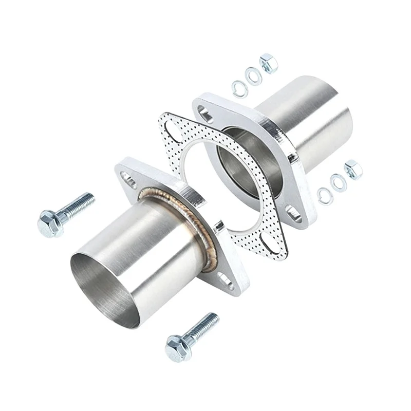 OD/ID 1.75-3-inch Exhaust Flange Repair Pipe Kit with Gasket & Hardware for Most Vehicles Quick Fix Repair Stainless Steel