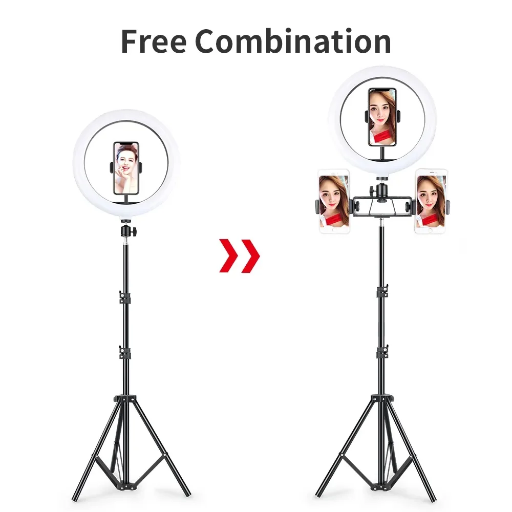 10 in LED Selfie Ring Light Photography Lighting With 1.1/1.6m Tripod Stand Photo Studio Ringlight Fill Lamp For Youtube Makeup