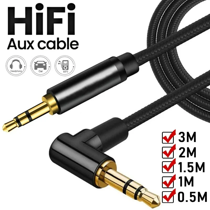 kablosu, 3,5 mm Klinke, Audiokabel, Stecker auf Stecker, geflochtenes Drahtkabel für Lautsprecherkabel, Kopfhörer, Auto, Laptop, Hifi, Stereo,