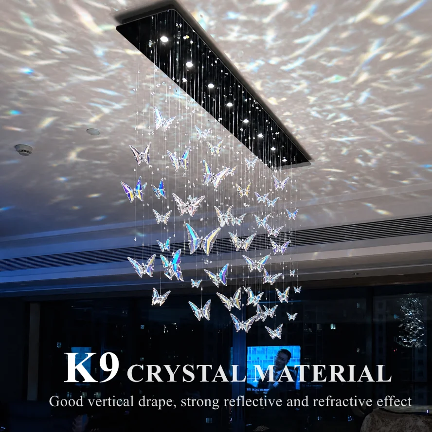 Butterfly Pendant K9 Colored Crystal High Transparency Aging Resistant Wedding Decoration Chandelier Accessories Creative DIY