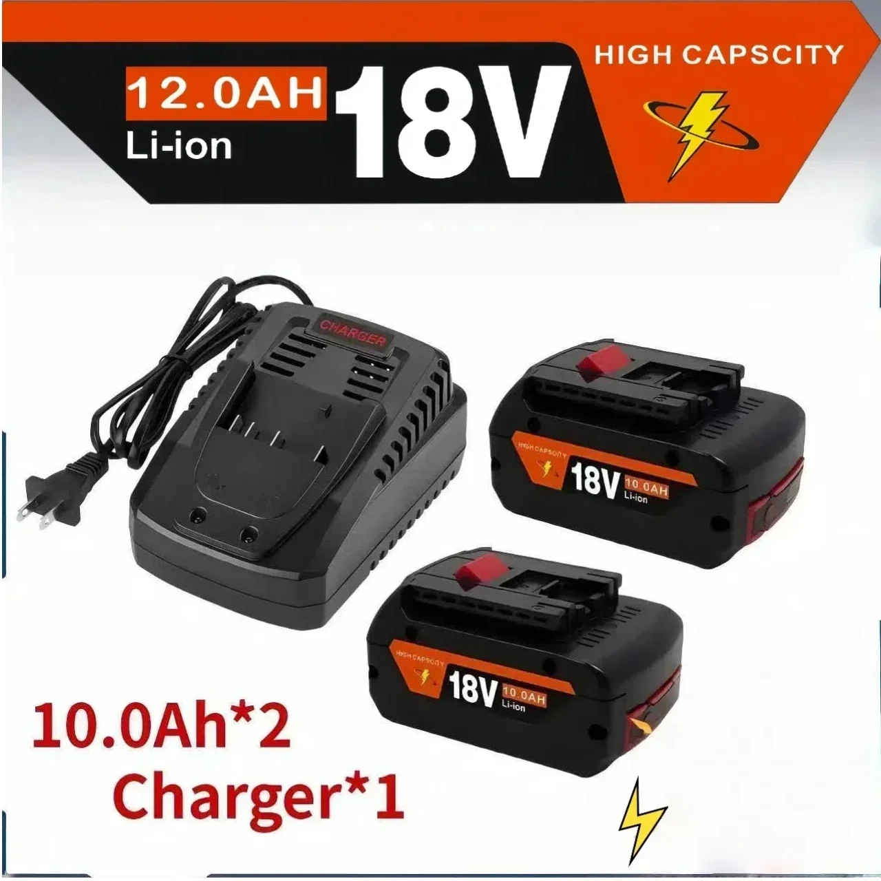 NEW 18V 10Ah Li-Ion Rechargeable BatteryPortable Backup Power Tool Batteryfor Bosch 12000mahwith Indicator Light BAT609 BAT618