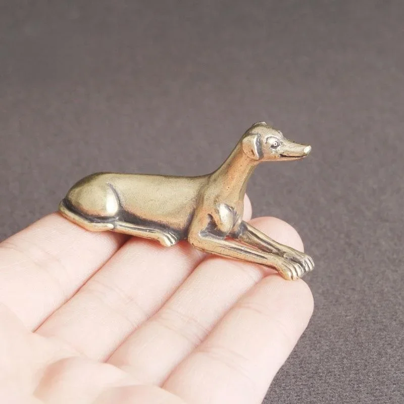 Solid Brass Loyal Dog Desk Ornaments Vintage Copper Animal Miniatures Figurines Decorations Gifts Home Decor Crafts Accessories