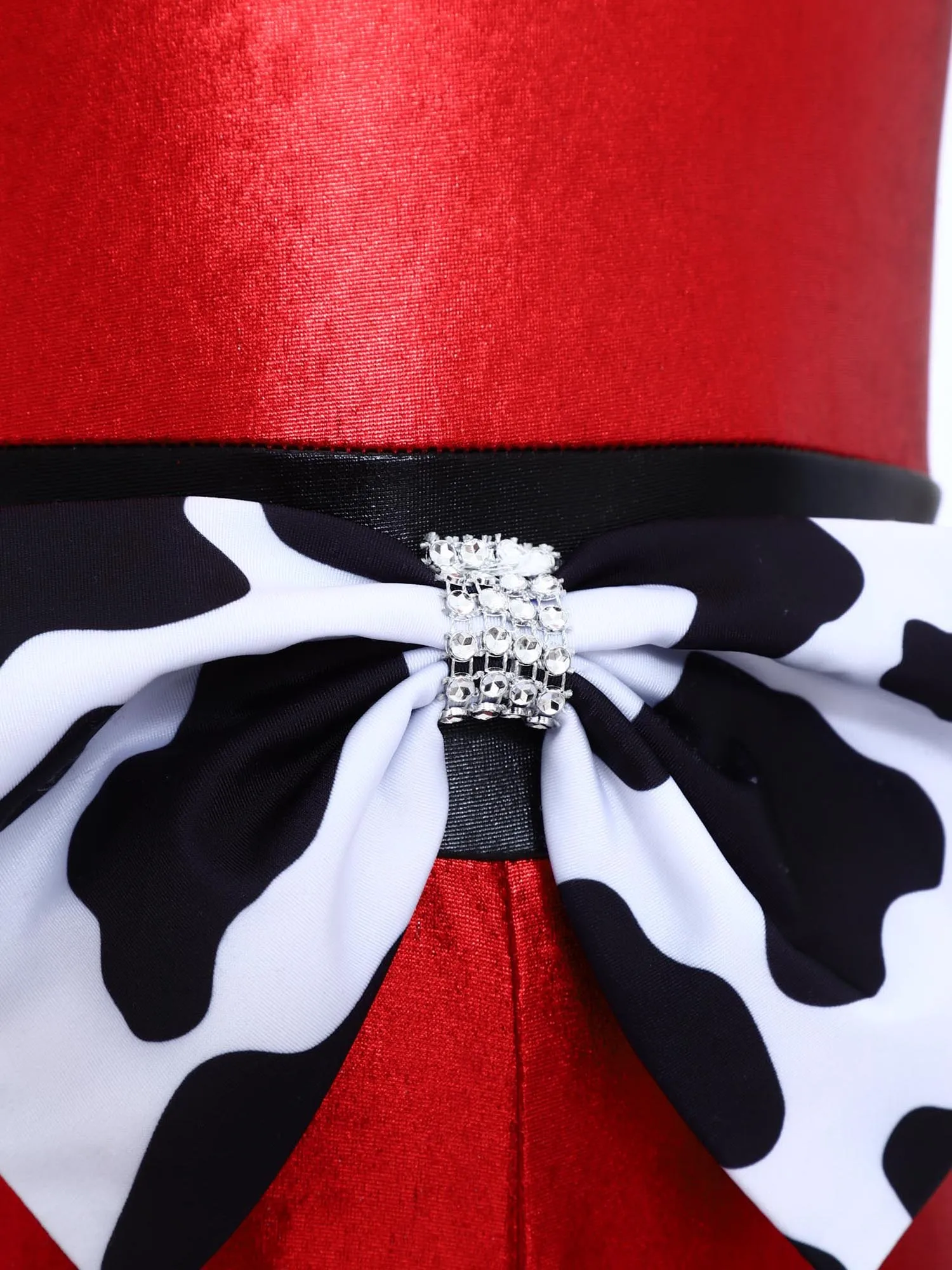 Girls Halloween Carnival Western Cowgirl 70s Disco Hippie Cosplay Costume One Sleeve Metallic Gloss Cow Print Flare Jumpsuit view 4