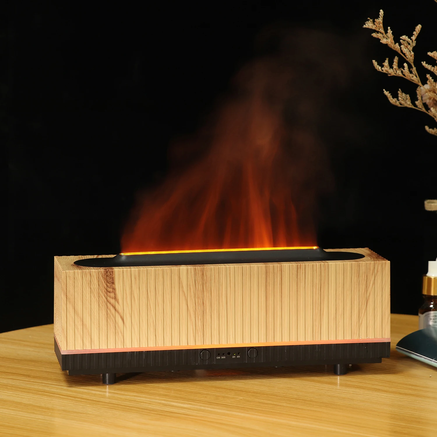 200ml 3D Flame Effect Air Humidifier Diffuser Ultrasonic Essential Oil Aromatherapy Auto Shut Off Diffuser for Gift