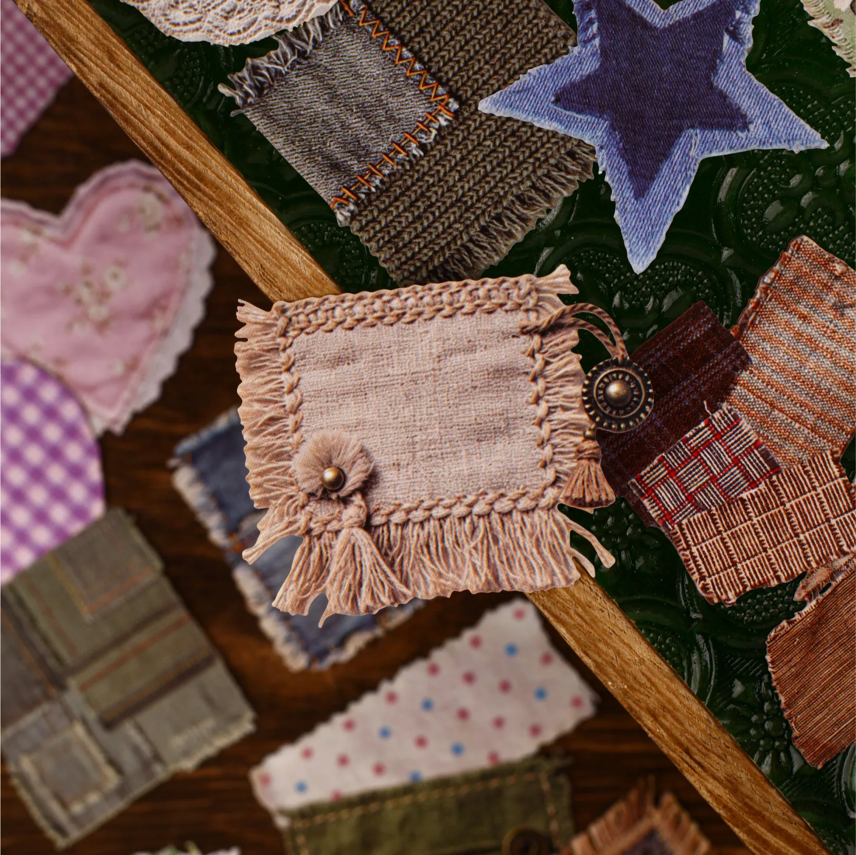 15pcs/pack Woven Old Journal series light retro fabric label decorative stickers DIY hand scrapbook aesthetic stationery sticker