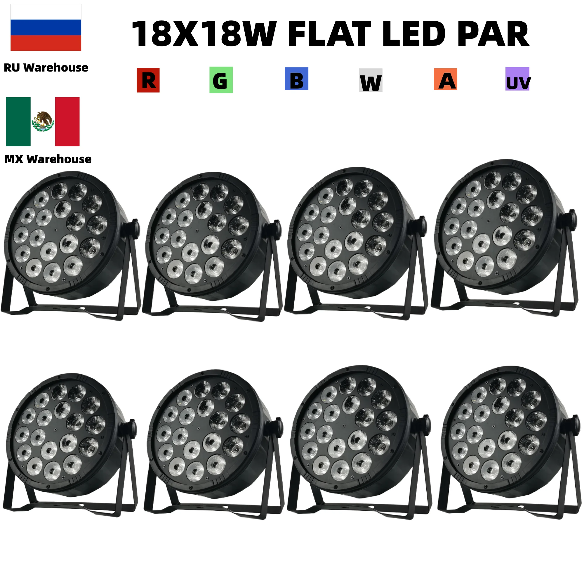 8pcs/ RGBWA+UV 6-in-1 LED PAR 18X18W  PAR Light / disco light,par led professional dj equipment