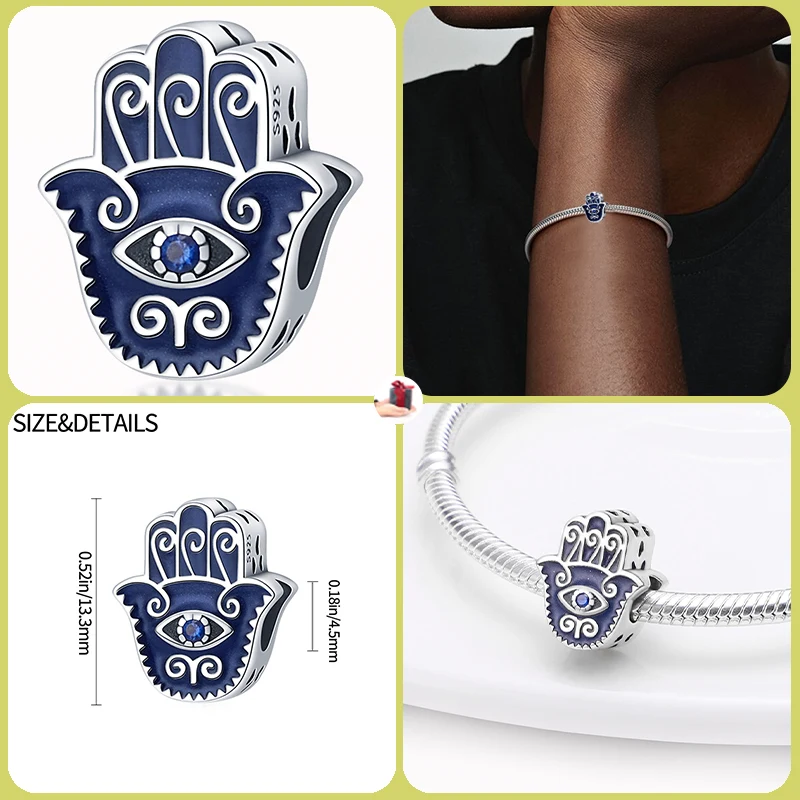 

Лидер продаж 2025 года, подвески из стерлингового серебра 925 пробы, элегантные синие пальмы, сглаза, висячие, подходят для браслета, ожерелья, ювелирные изделия своими руками