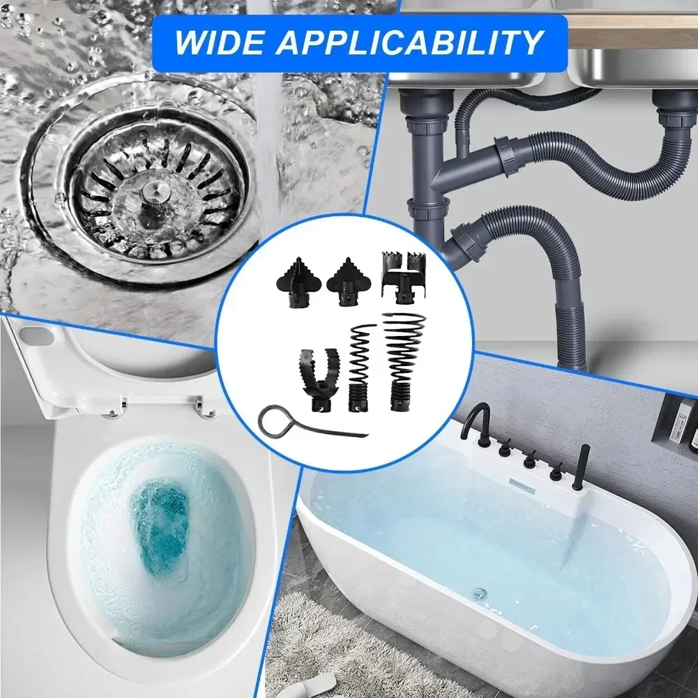 

Multi-functional 7-Piece Pipe Cleaning Tool Set Rustproof Combination Tool Head Kit For Drain Cleaner