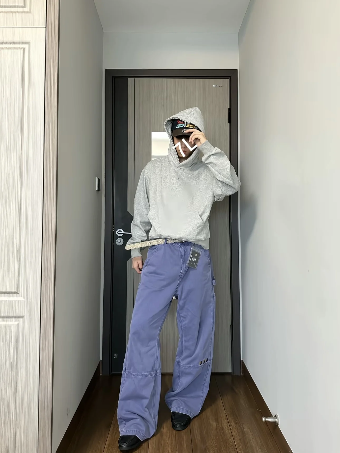 

American Retro Waed French Workwear Blue Denim Pants Loose Wide Leg Men's Vintage Tai Chi Design Versatile Casual Jeans