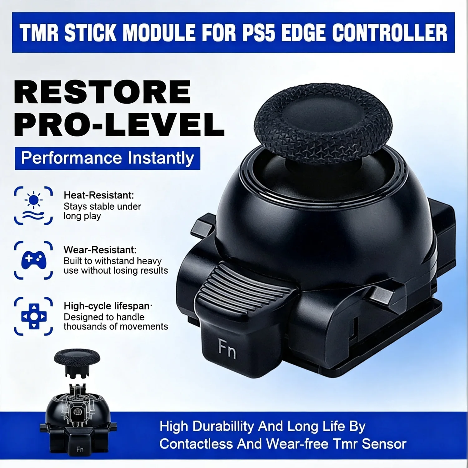 Besavior Adjustable-damping TMR Joystick Plug&Play Replacement Thumb Stick Module for PS5 Edge Controller Repair Accessories view 3