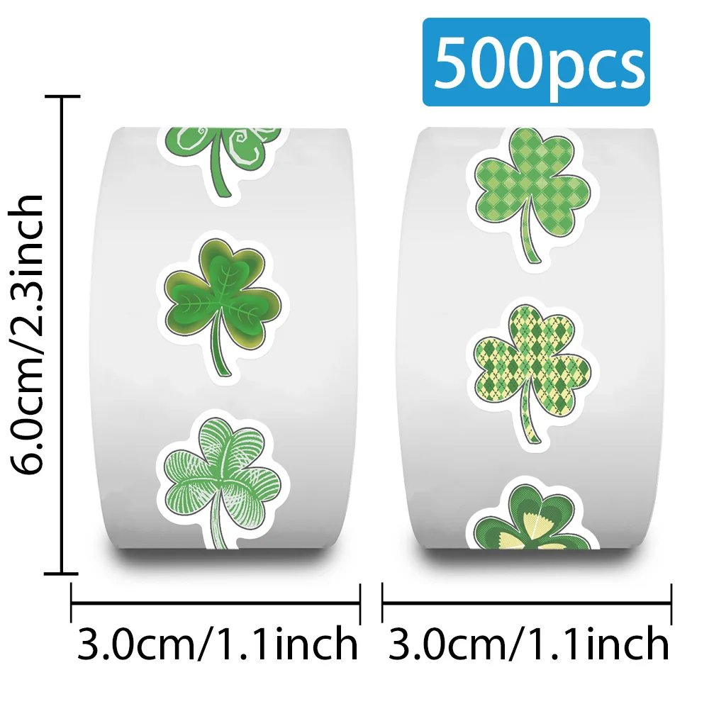 500 قطعة-لفة البرسيم عيد القديس باتريك ملصق الأسرة محظوظ شامروك الديكور ل لوح التزلج جراب هاتف محمول زجاجة ماء ملصق مائي