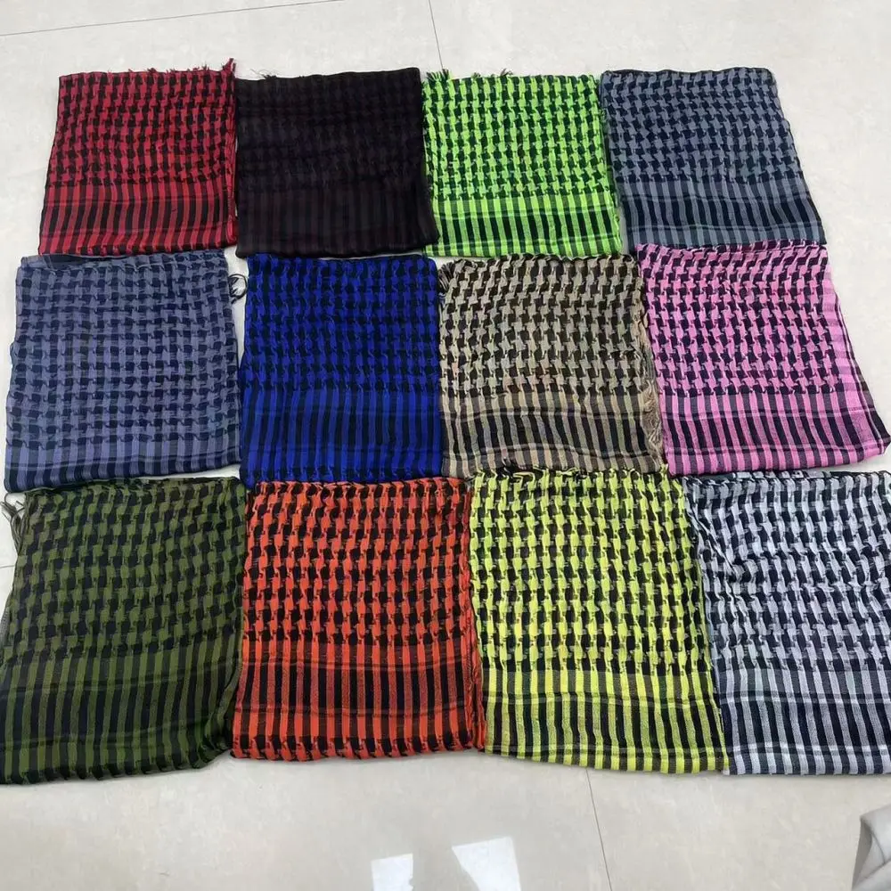 Multipurpose Houndstooth Tactical Tassel Scarf Outdoor Camping Hiking Gear Lightweight Breathable Unisex Neck Head Wrap
