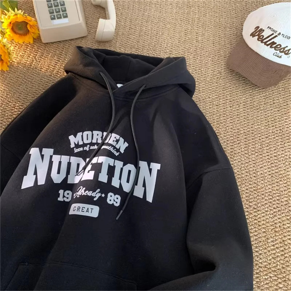Herren-Freizeit-Hoodie für Herbst und Winter, einfacher Schriftzug, bequemer und sportlicher Street-Style-Hoodie – Detail 3