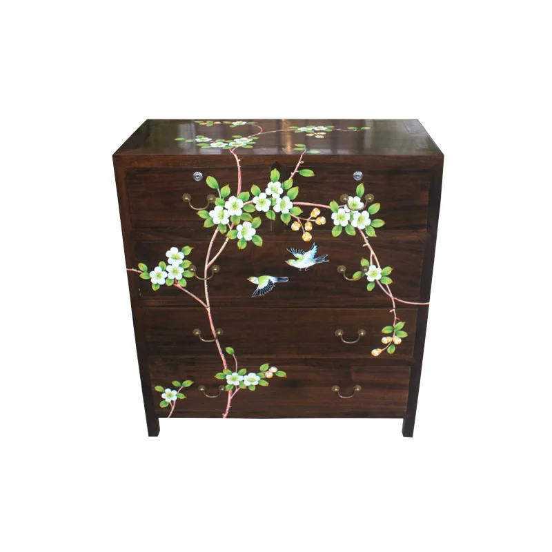 New Chinese-style camphor wood chest cabinet solid wood painted chest cabinet storage cabinet