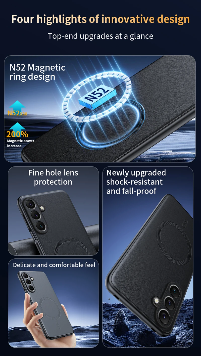 Für Samsung S25 Hülle Magnetische Leder-Schutzhülle für Samsung S25 Anti-Fingerabdruck Rutschfeste PC+TPU – Detail 6