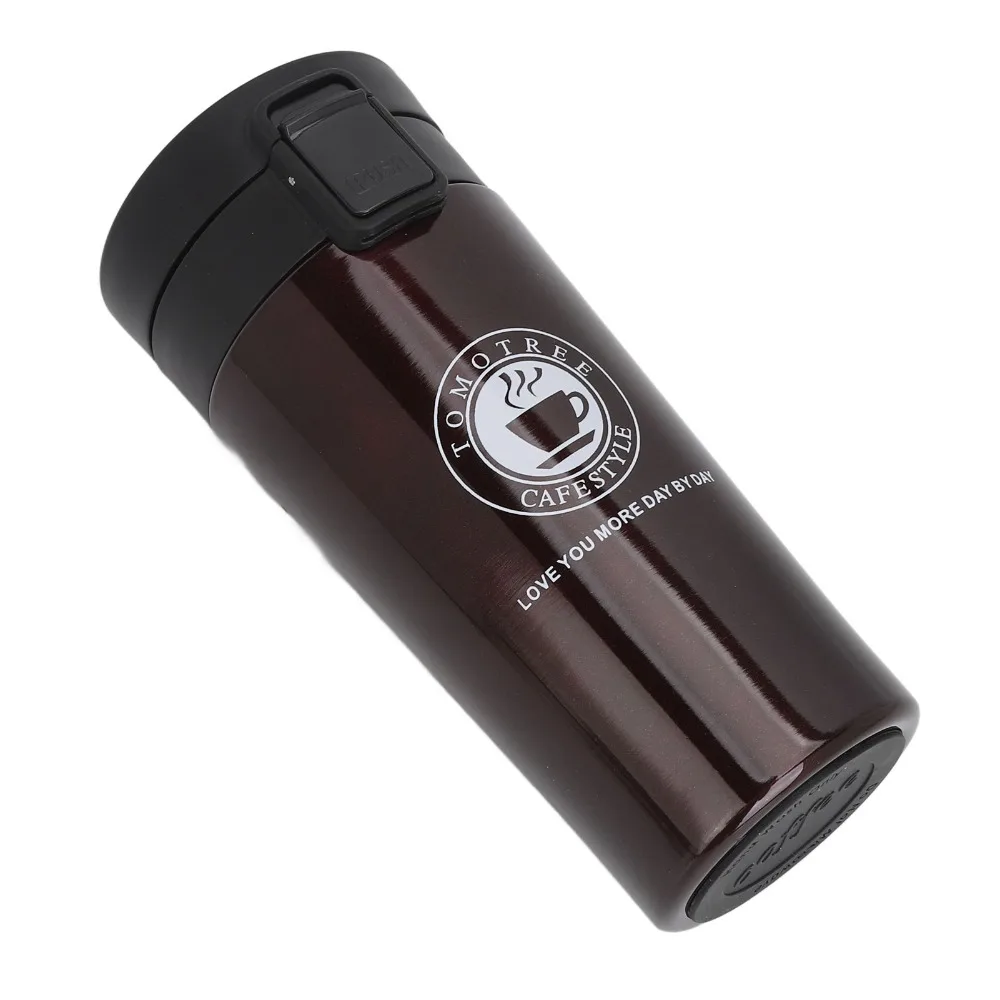 Dual Layers Insulated Coffee Cup Vacuum-Sealed 380ml Capacity Stainless Steel Coffee Mug Leak-Proof Snap Flip Lid