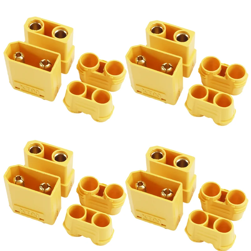Nuovo 4 paia di connettori XT90 / XT90H coppia 90A anti-scintilla spina gialla e nera con coppe a saldare per batteria drone scooter elettrico fai da te