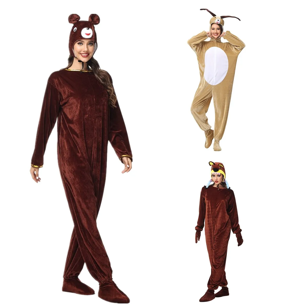 

Halloween Masquerade Cartoon Bear Sheep Animal Cosplay Costume Carnival Party Anime Furry Jumpsuit Fancy Dress