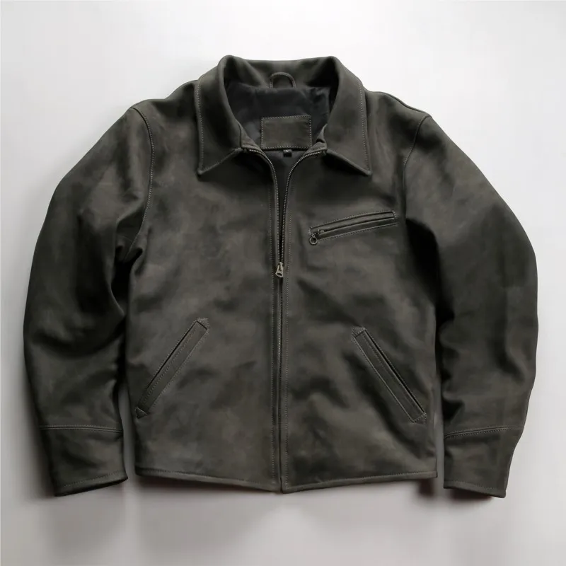 Men's casual lapel leather made of