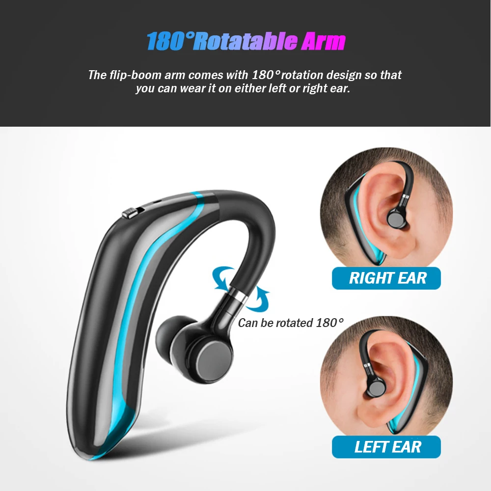 M70 سماعة لاسلكية تعمل بالبلوتوث 5.0 سماعة الأذن هوك ستيريو الصوت الموسيقى سماعة مقاوم للماء واحدة الأذن في الأذن اللاسلكية الأعمال سماعة