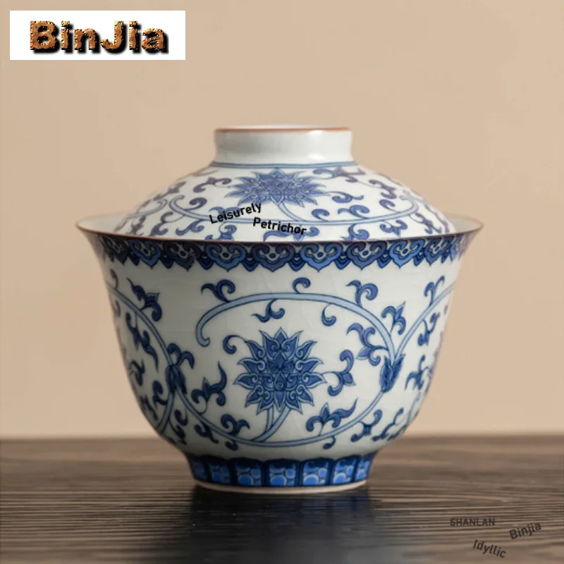

140 мл Azure Ru Kiln Interlock Branch Lotus Gaiwan Креативная чайная вареница Чайная чаша с крышкой Набор для приготовления чая Крышка Чаша для чайного ремесла