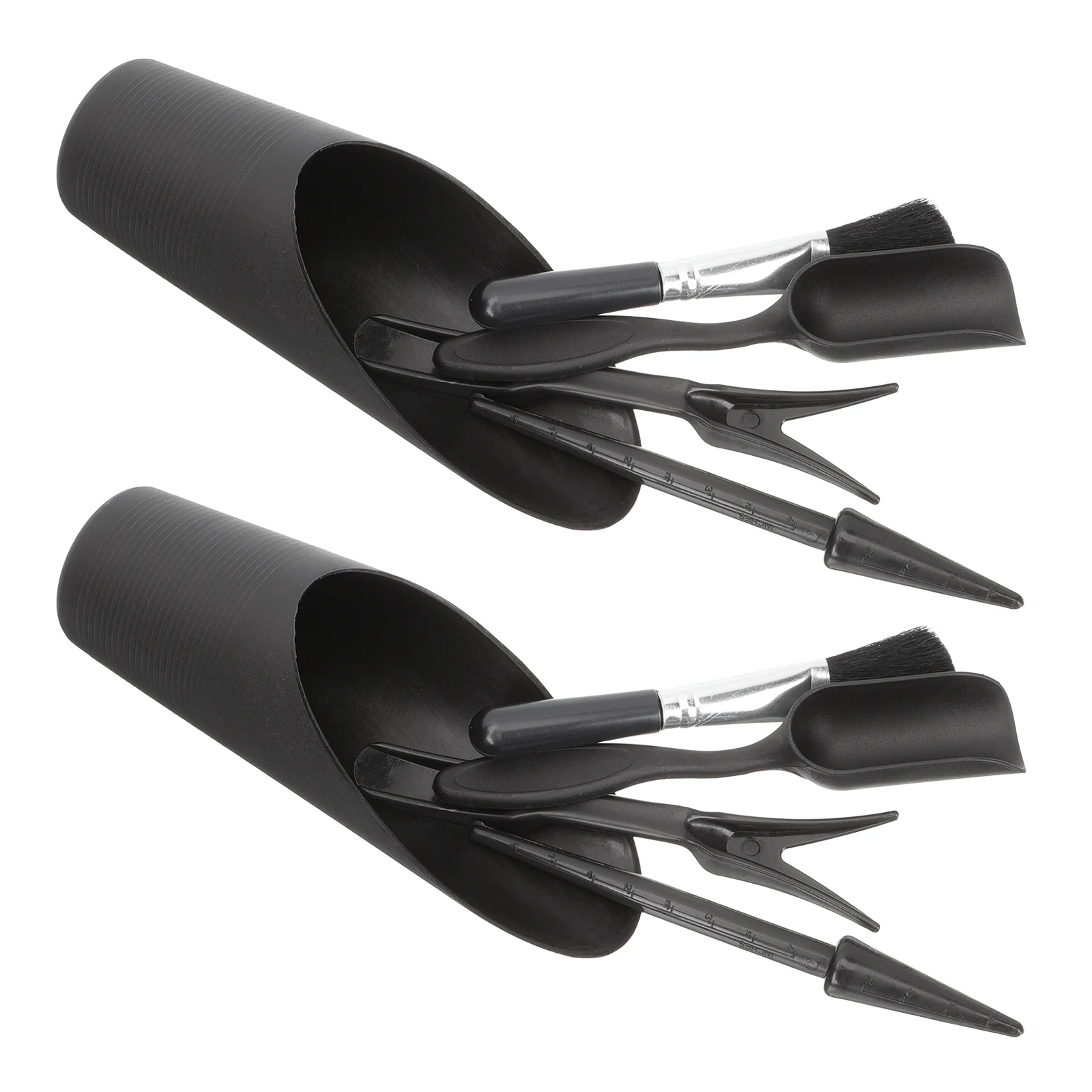 

2 set Garden Tool Set Black Shovel Spoon Brush for Succulent Bonsai Planting Loosening Aeration Weeding Potting