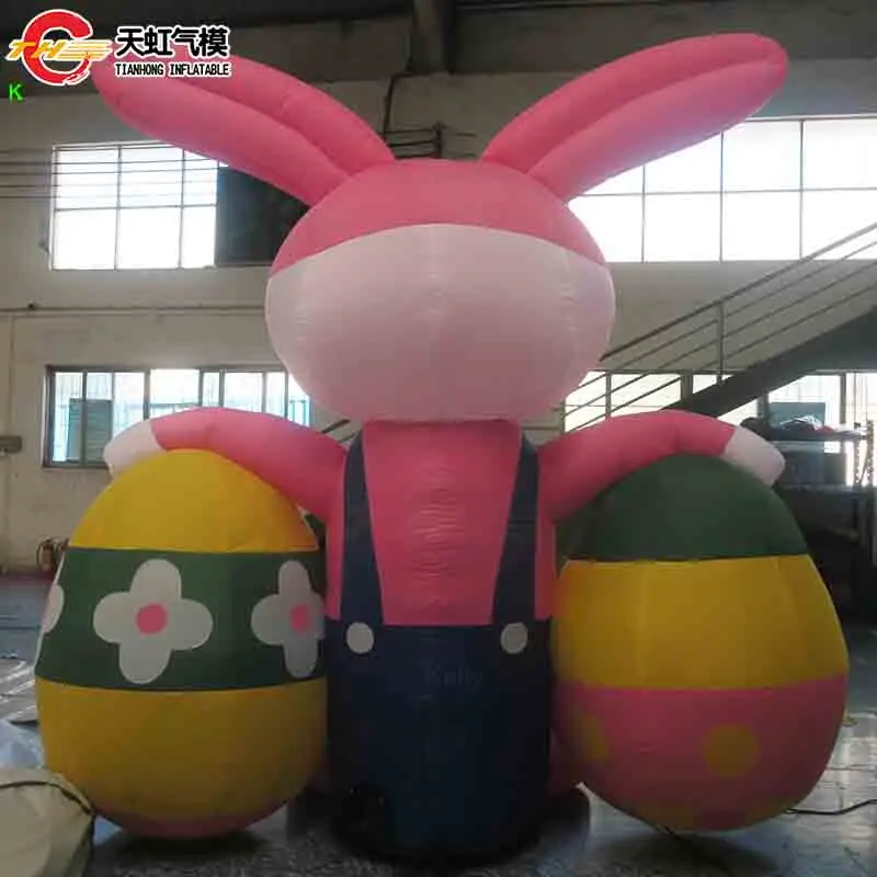 Kommerzielles, maßgeschneidertes aufblasbares Osterhasenmodell, Außendekoration mit LED-Leuchten, riesiges Osterhasen für die Feiertagsfeier