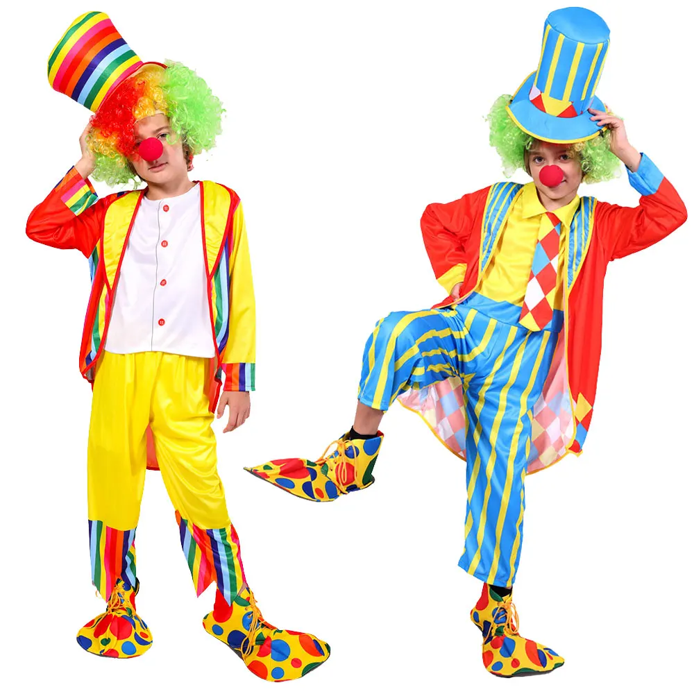 

Kids Performance Clown Suit Children's Costume Funny Clown Outfit Stage Performance Clothing No Wig Nose Shoes