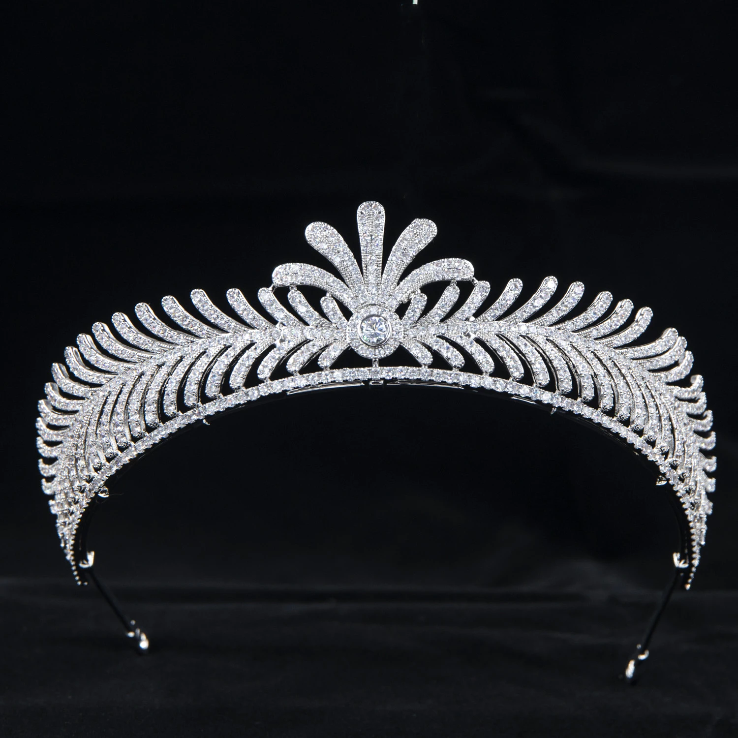 

New Zircon Feather Design Tiara Bridal Wedding Hair Accessories Birthday Headdress Crown Headband Headwear Accessories CH10482