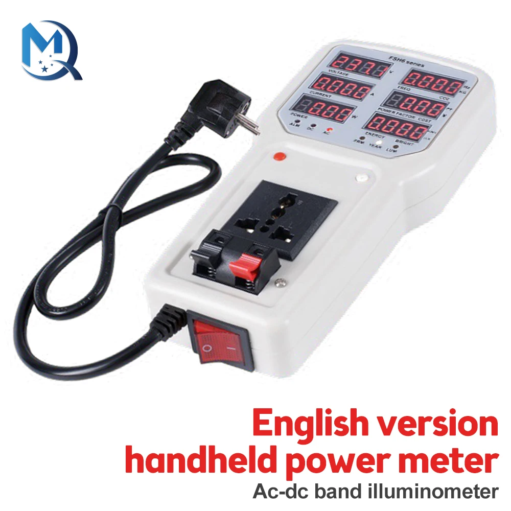 AC85-265V 20A Handheld Power Meter Power Analyzer LED Metering Socket Measurable Current-Voltage Portable Electricity Monitor