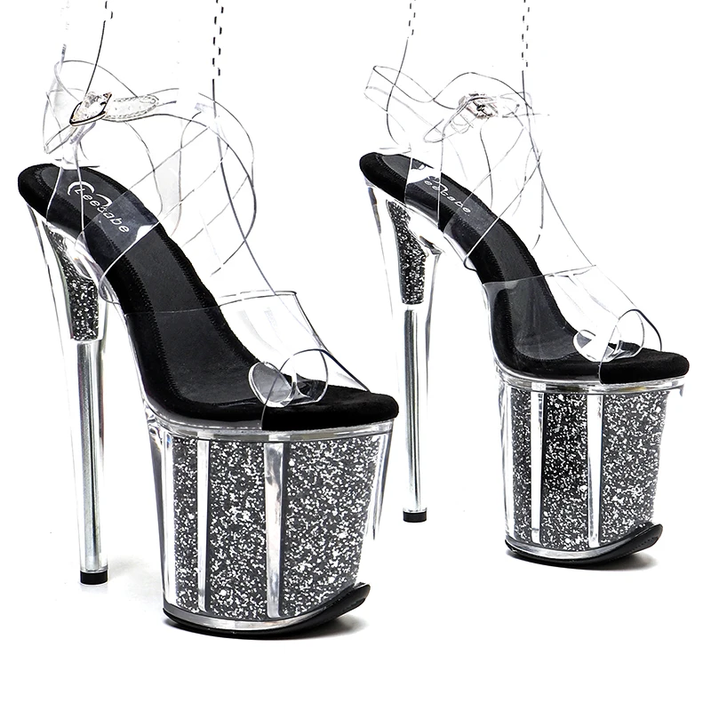Leecabe 20cm/8inches Clear PVC Upper Backstrap Cross Clear Platform High Heel Sandals Stripper Heel Pole Dance Shoes