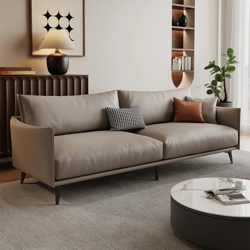 Leather simple business reception room office sofa meeting area leisure office sofa coffee table combination three people