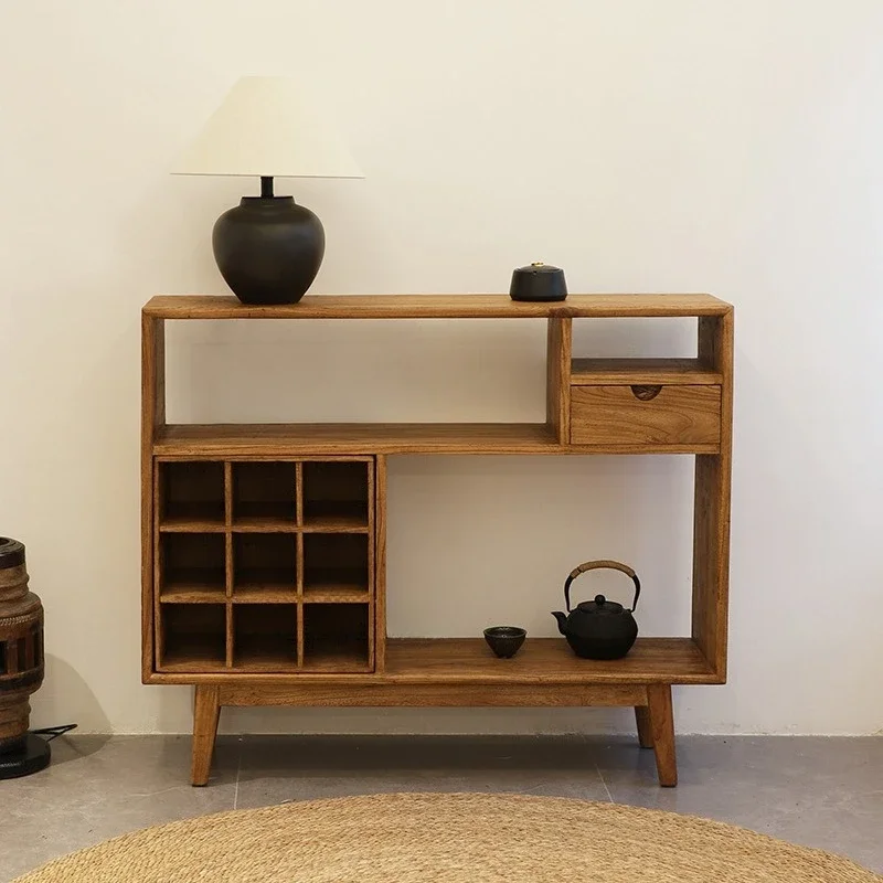 Wabi Sandy Wind Solid Wood Dining Side Cabinet Living Room Home Floor Display Cabinet Homestay