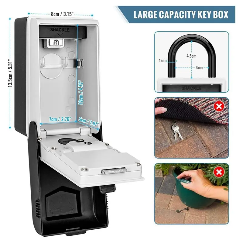 【PROMOTION】Resettable Code Key Box, Security Hook Lock Boxes For House Key, Waterproof Outdoor Key Hiding Hider For House Key St