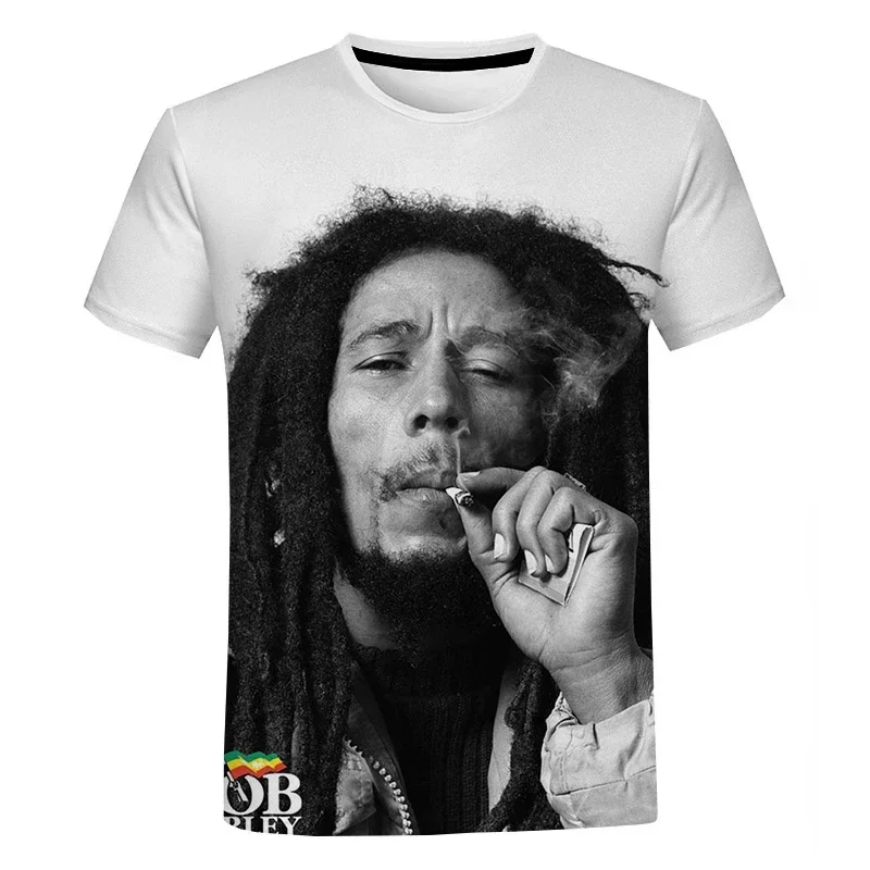 Reggae Bob Marley 3d Printed T Shirt Men\'s Summer Casual Street Hip Hop Short Sleeve
