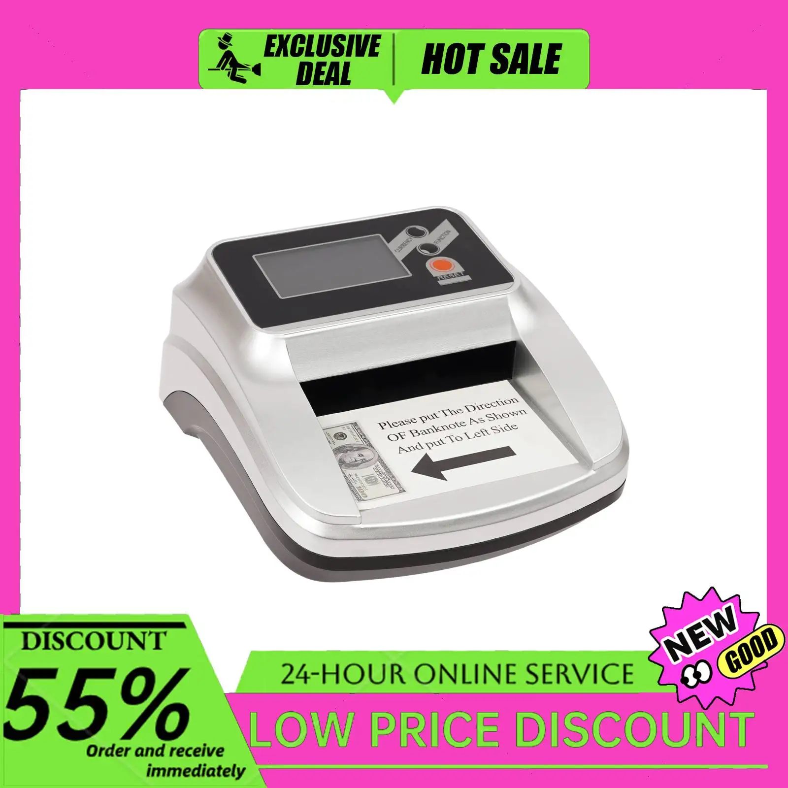 

Dollar bill counter Detector Money Counter Machine 5 Anti-Counterfeiting Modes LCD Display for Store Bank