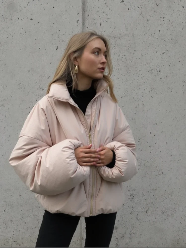 

Хлопковая свободная утепленная куртка женская с длинным рукавом с отложным воротником 2025 зимнее повседневное женское пальто с зимним карманом женская верхняя одежда топы