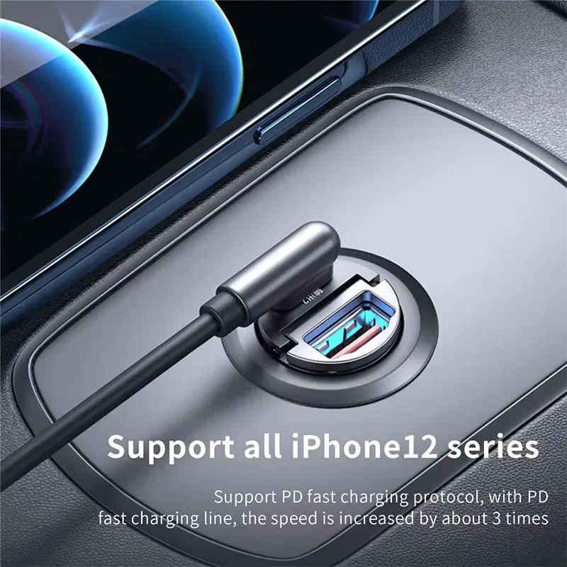 Mini Hidden Usb Fast Charger Car Charger Car Cigarette Lighter Qc3.0 Qc Pd 3.1A Pd Type C Universal Iphone and Xiaomi Phone