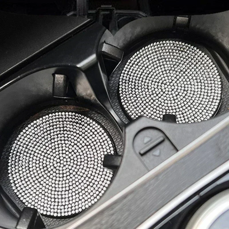 Car Non Slip Water Cup Pad Diamond Car Coaster Water Cup Insert Coasters Pads Universal Car Cup Holder Interior Accessories view 2