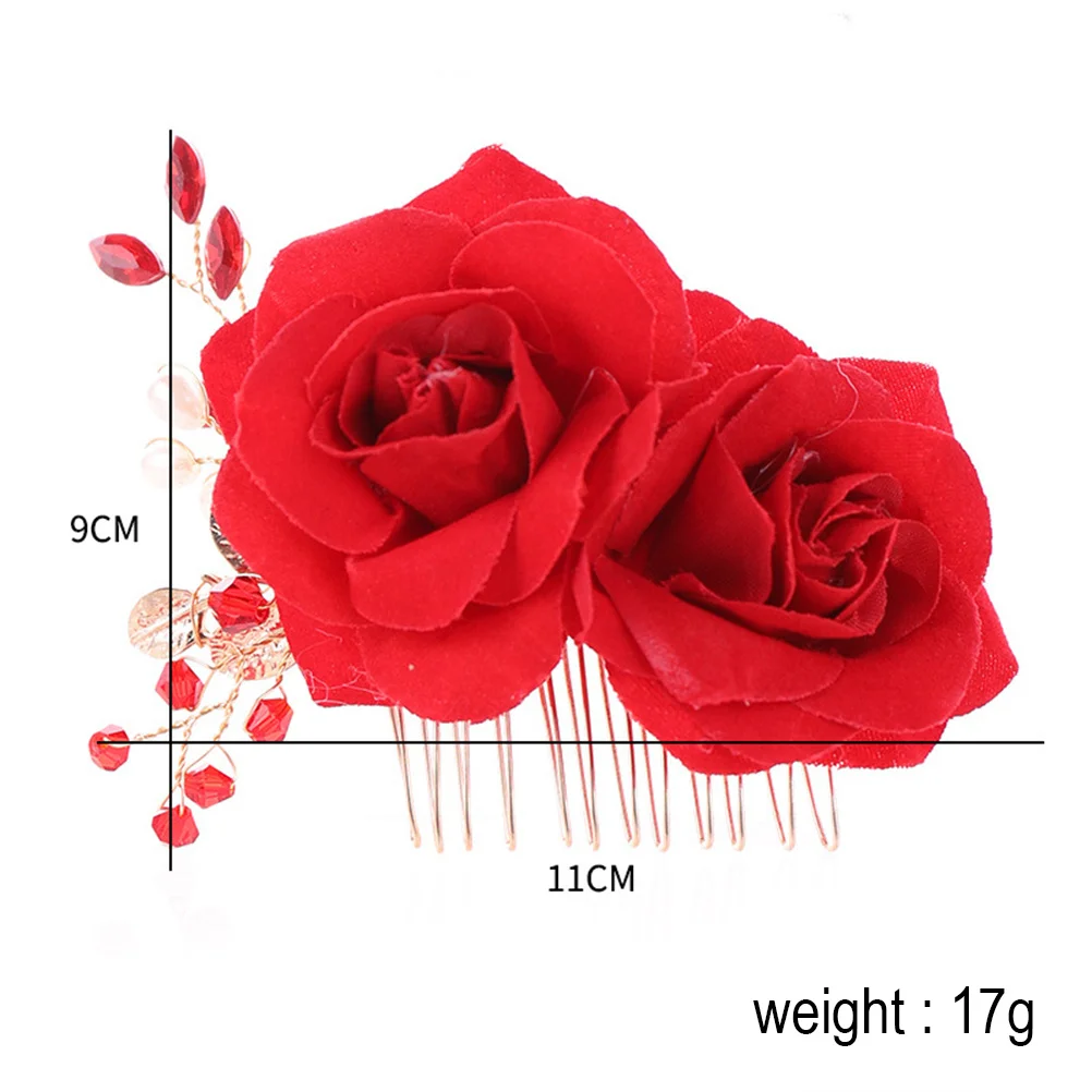 

Rose Flower Elegant Bridal Wedding Party Prom Headdress For Women Floral Hairpin Accessory Rose Comb Flower Hair Comb Women Hair