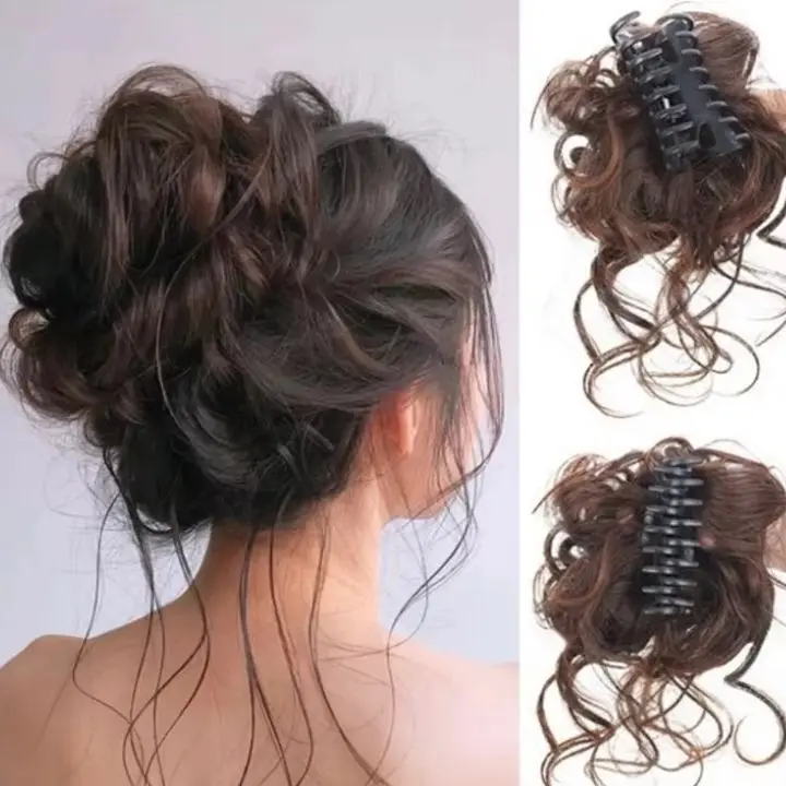 Elastic Scrunchy False Hair Pieces For Women Hairpins Synthetic Hair Bun Chignon Messy Curly Gripping Clip Hairpin