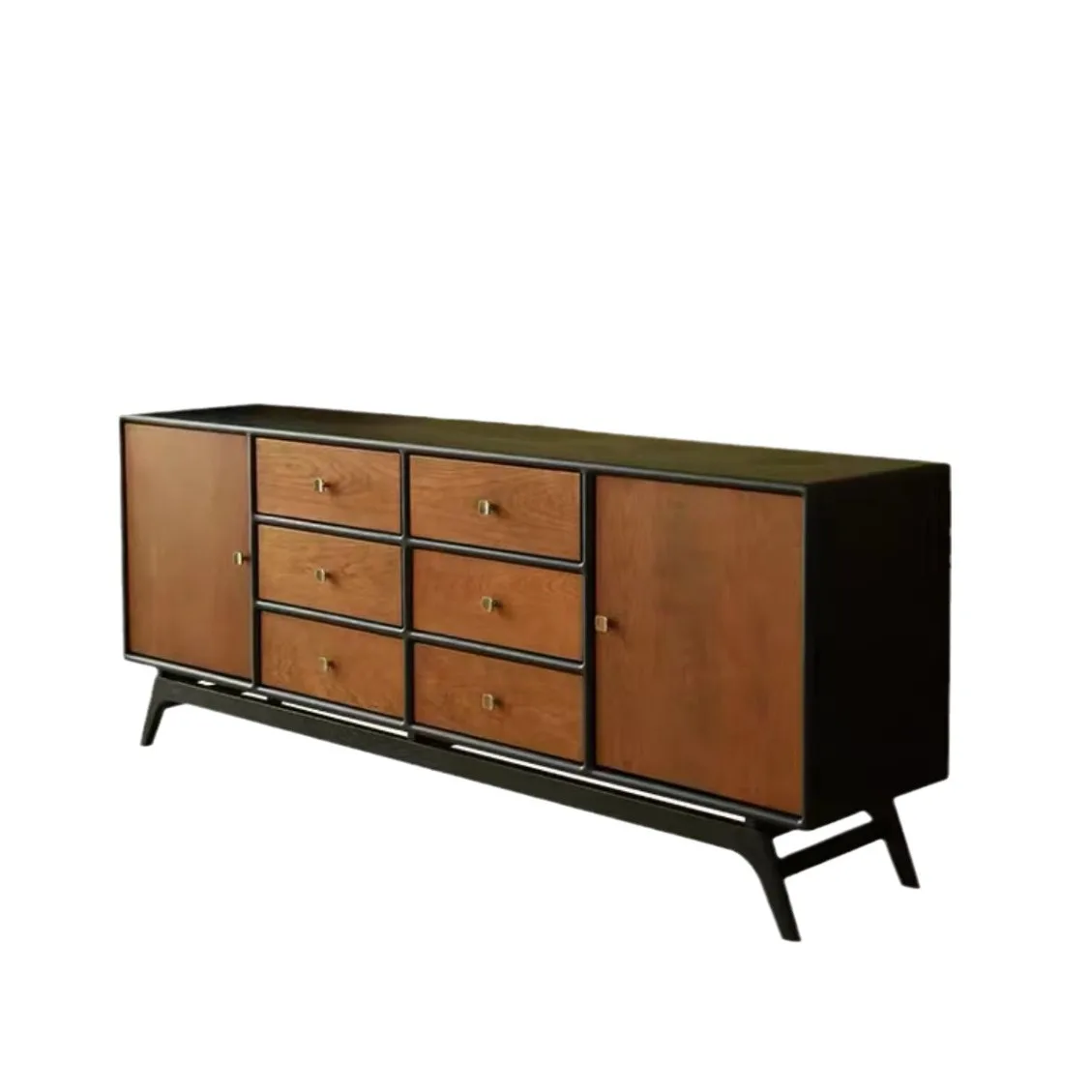 

French retro solid wood chest, dining side cabinet combination, living room home locker, designer contrasting color creative