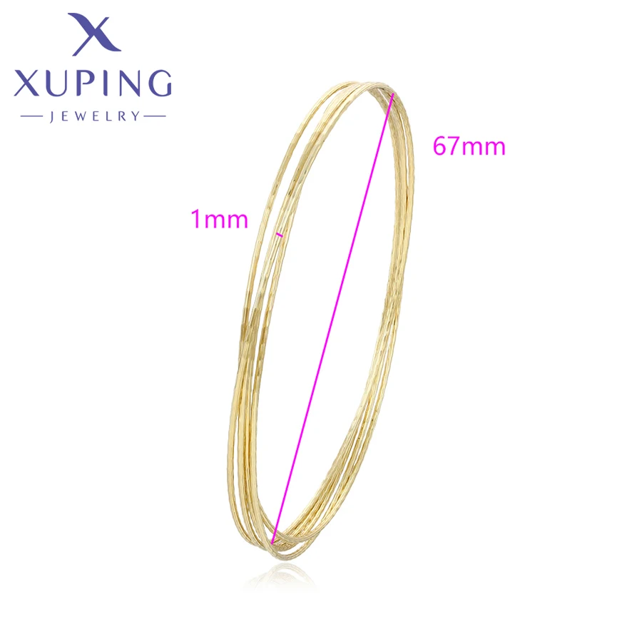 Xuping Jewelry New Arrival Simple Light Gold Color 6 Pieces Bangle Sets Copper Alloy Big Bangles for Women Gifts X000956631