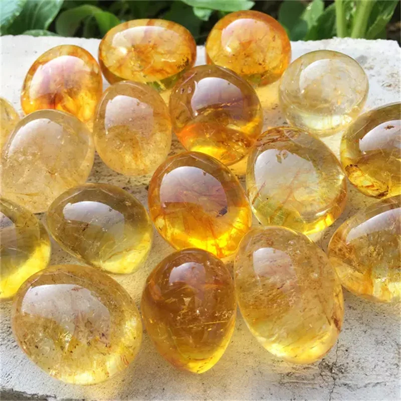 

Natural polished quartz gemstone crystal citrine tumbled stone for decoration