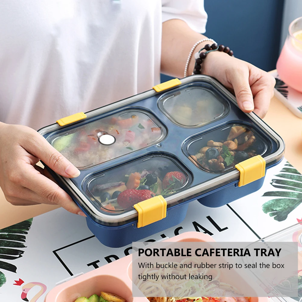 

Plastic Compartment Lunch Boxes Portable Office Meal Container Blue Student School Outdoor Picnic Large Capacity Safe