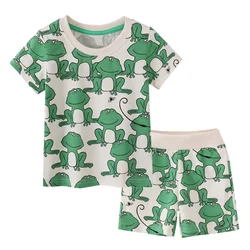 Jumping Meters 2-7T Summer Boys Girls Suits Tees + Shorts Clothing Sets With Animals Print Frog Cute Baby Outfits Kids Wear