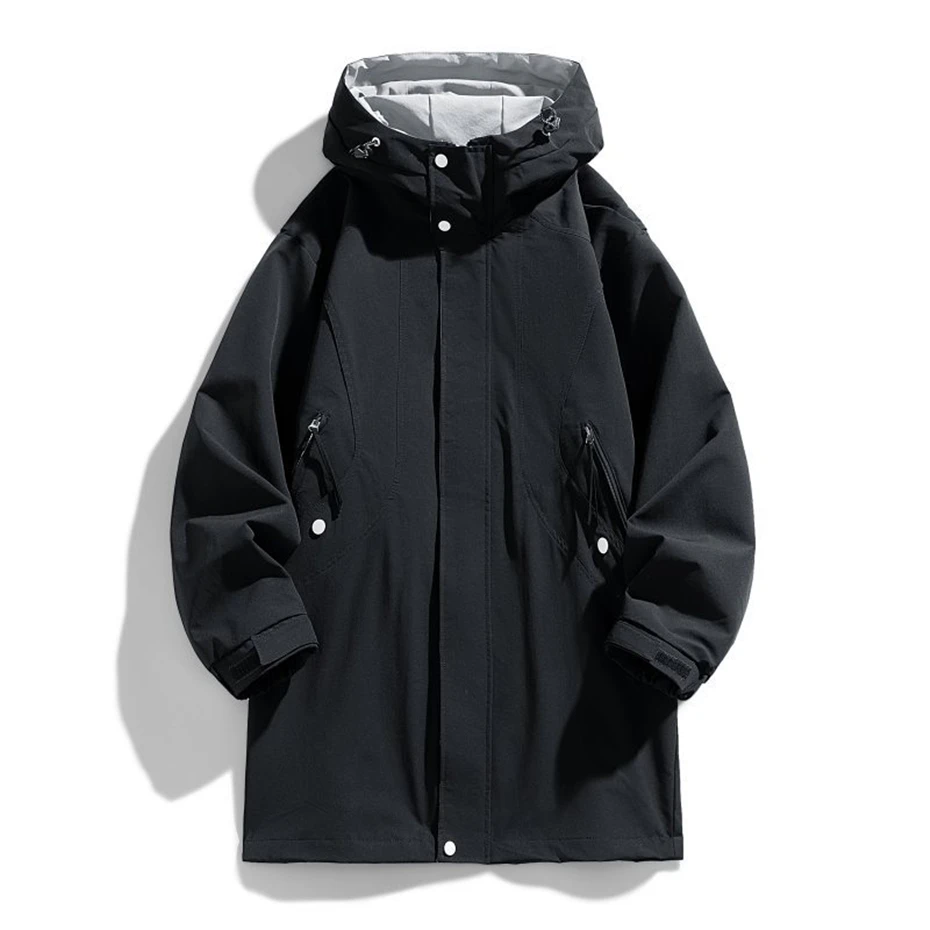 

Men's Windbreaker Jacket Spring Autumn Long Jacket Coat Fashion Casual Outerwear Male